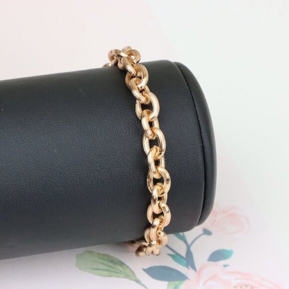 "Textured Round Link Rose Gold Bracelet, Elegant Chain Design, XPBL1134 - Picture 8 of 12
